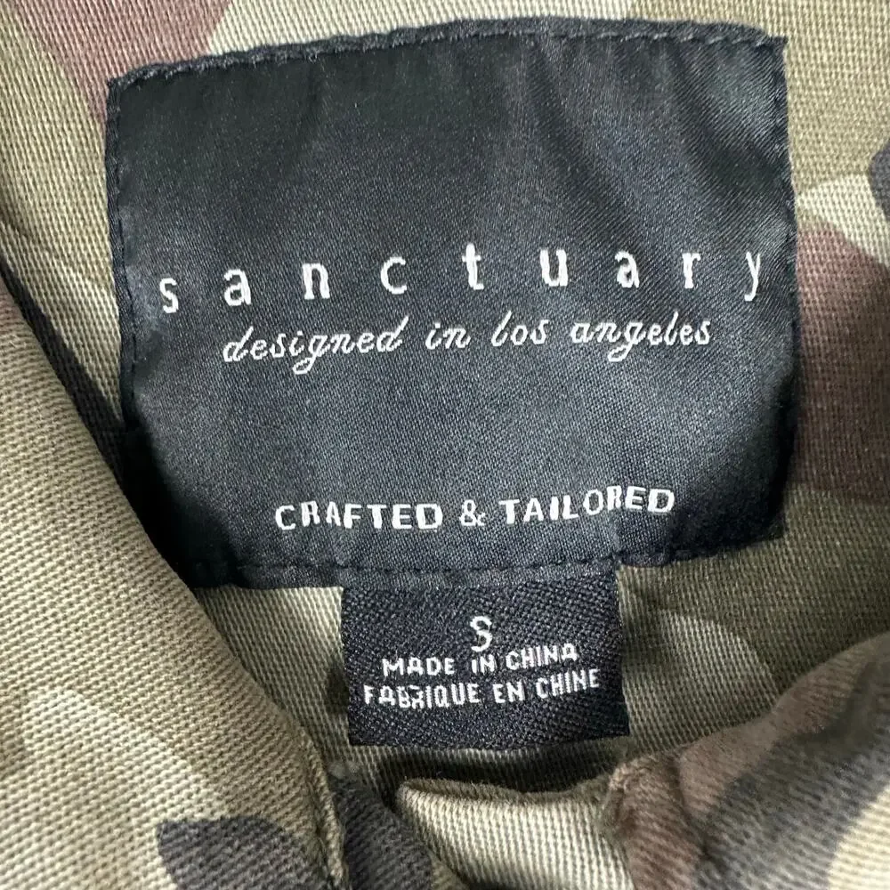 Sanctuary Camouflage Camo Utility Jacket Grunge Military Cargo Field Coat - S